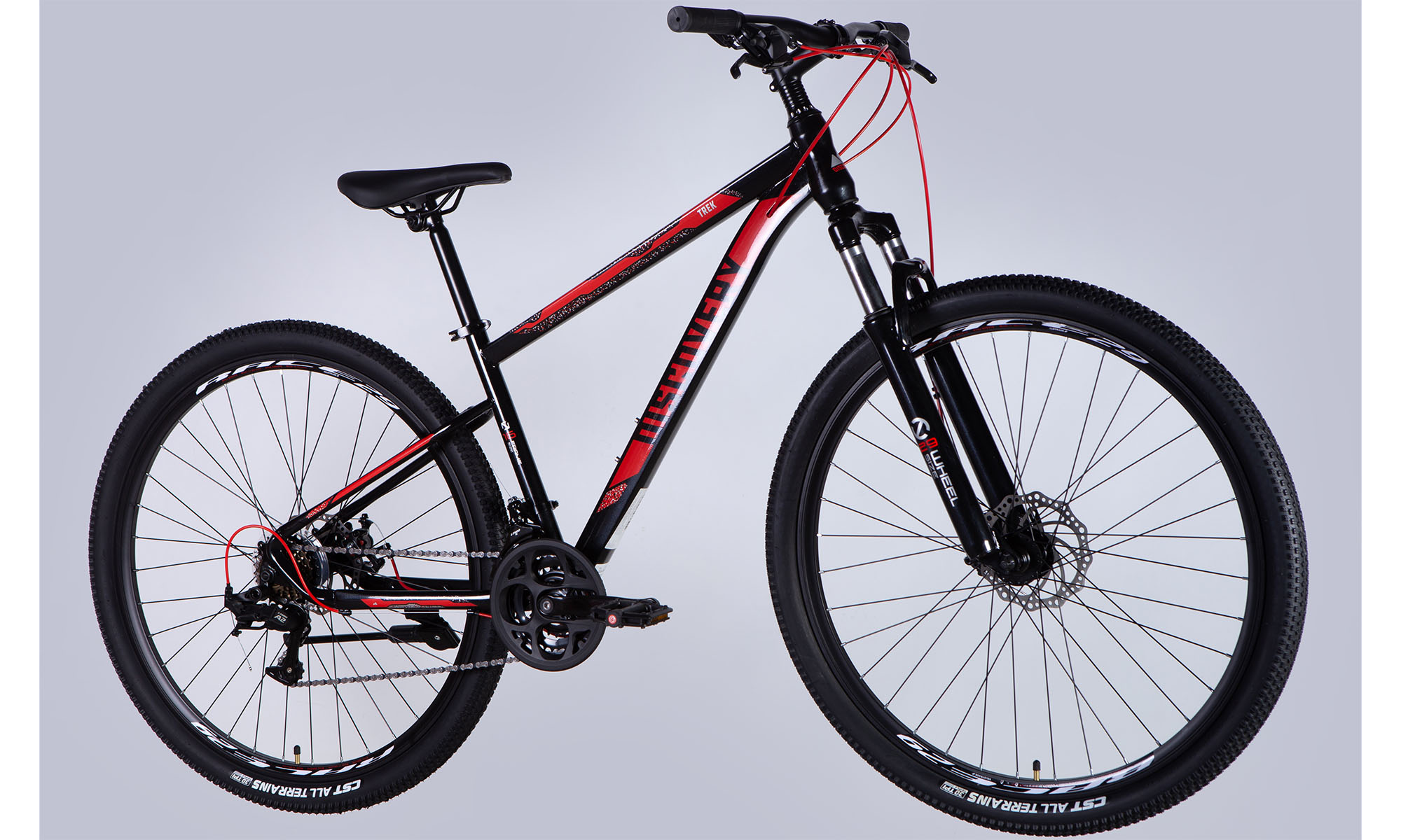 Велосипед Discovery TREK DD FR 29", размер S, рама 16", год 2025, черно-красный 2