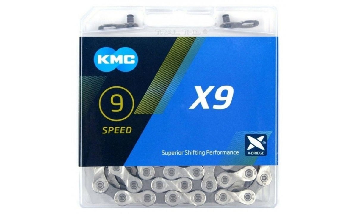 Цепь KMC X9 Grey 9 скоростей 114 звеньев серый + замок 2