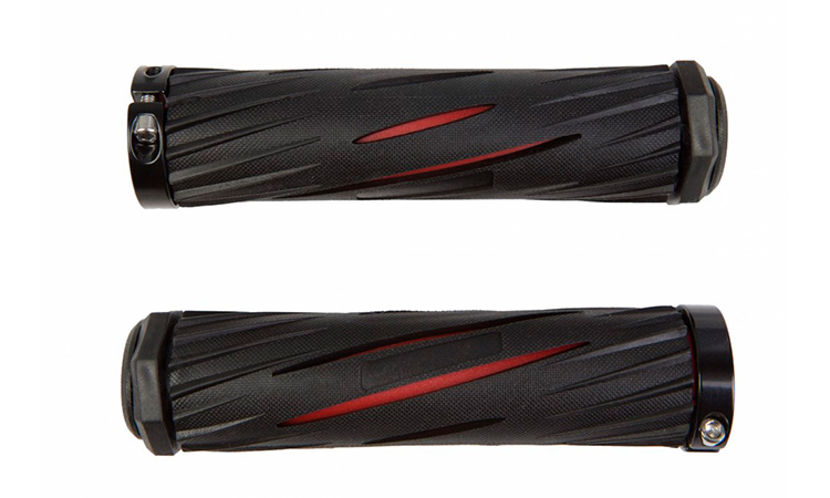 Фотография Грипсы BeCool 130мм BC-GR6432 черные с красной вставкой с алюм. замками
