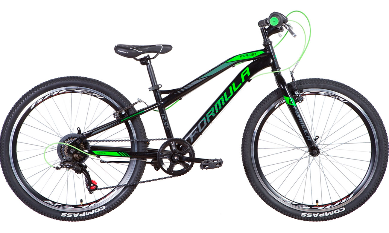 Фотография Велосипед Formula FOREST Vbr 24" (2021) 2021 Черно-зеленый 2