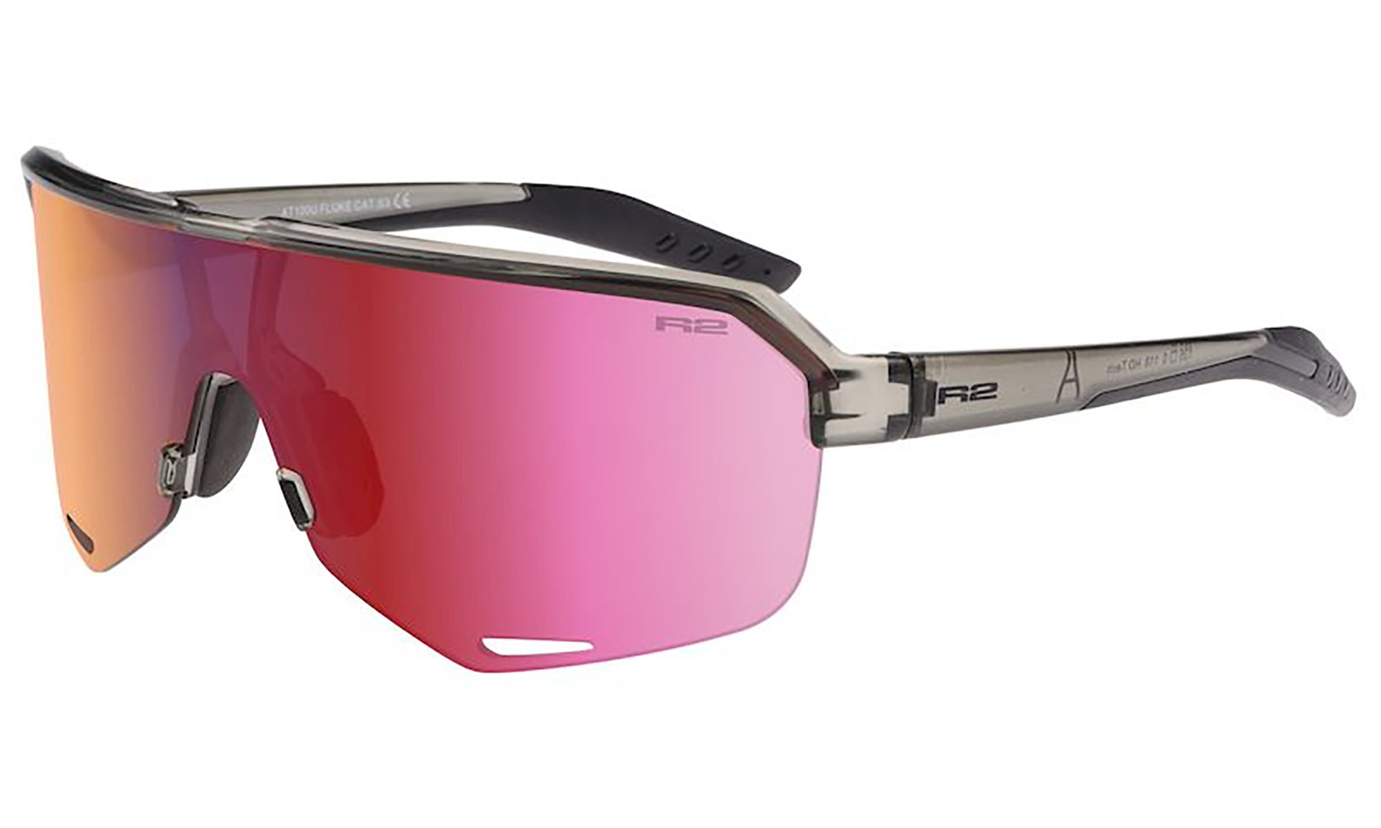 Очки R2 FLUKE dark/grey (PC), линза pink (HD), покрытие black/red full revo, кат. 3 