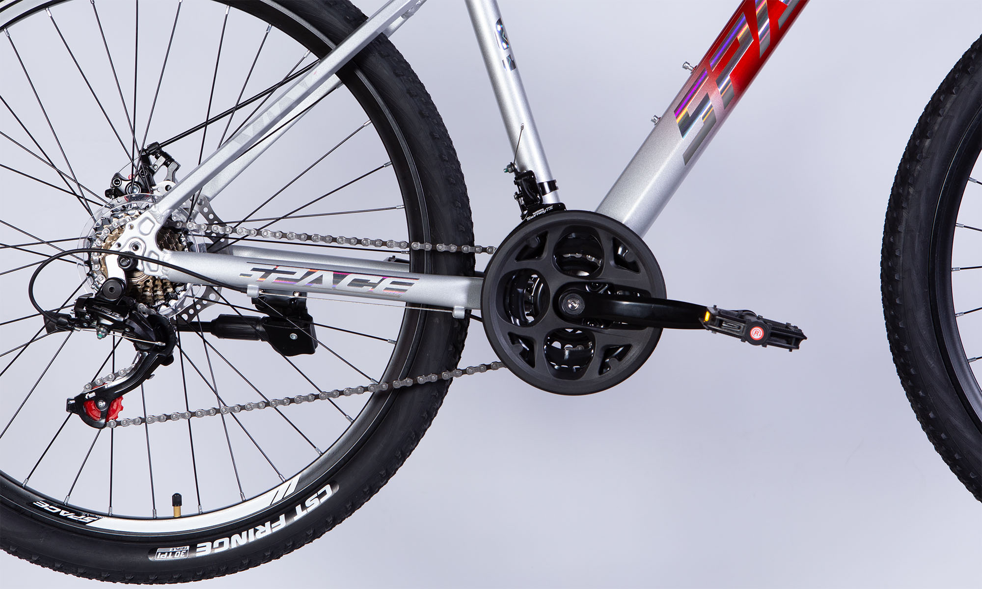 Велосипед SPACE PHAETON DD FR, 27.5", AL, размер M, рама-17", 2025, серебристо-красный 3 Велосипед SPACE PHAETON DD FR, 27.5", AL, размер M, рама-17", 2025, серебристо-красный 3
