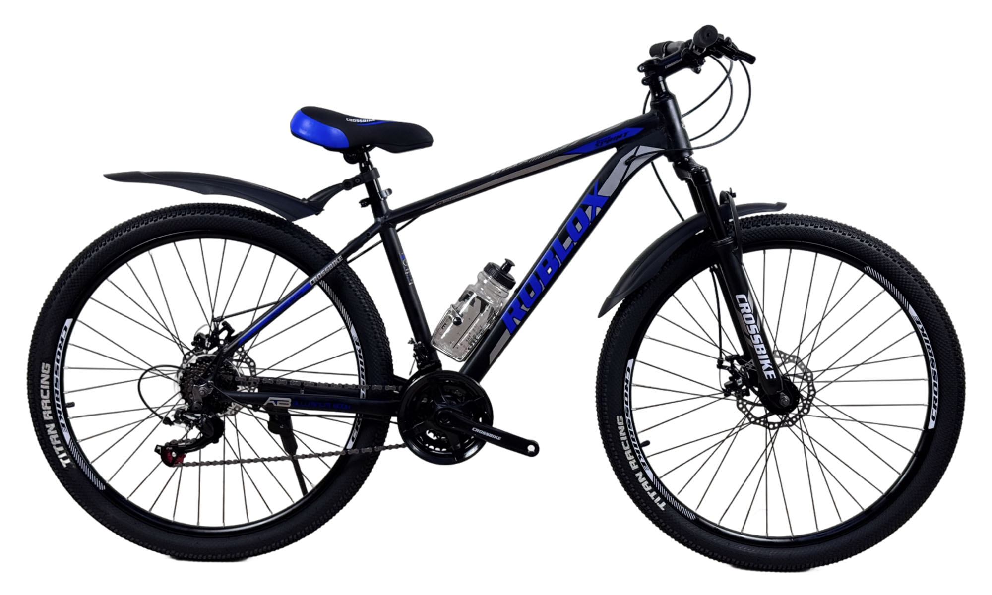 Велосипед CrossBike Roblox 27.5", размер M, рама 17", год 2026, Черный-Синий Велосипед CrossBike Roblox 27.5", размер M, рама 17", год 2026, Черный-Синий