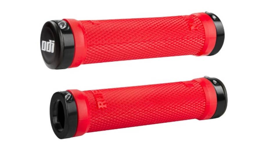 Грипсы ODI Ruffian MTB Lock-On Bonus Pack красные с черными замками Грипсы ODI Ruffian MTB Lock-On Bonus Pack красные с черными замками