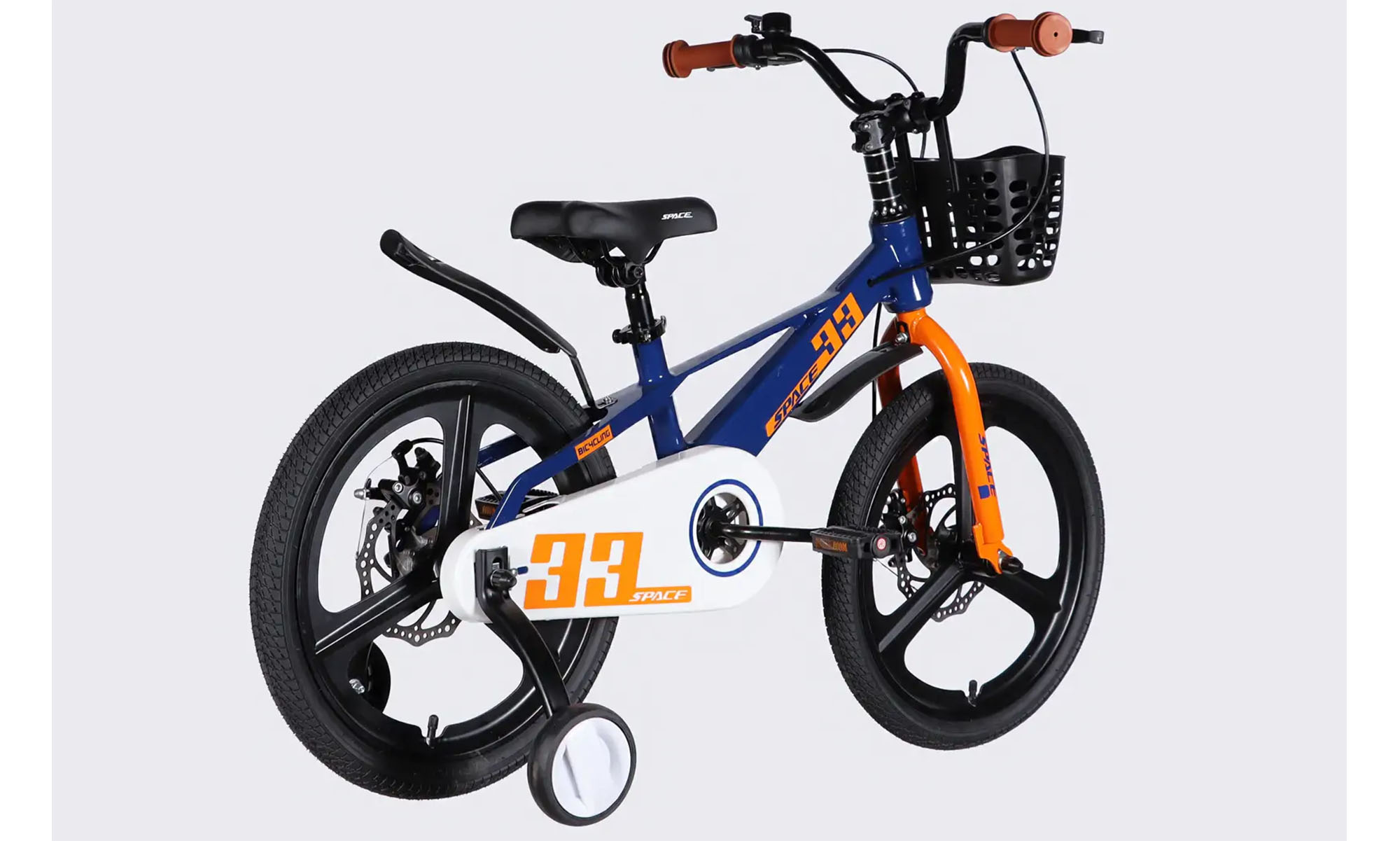 Велосипед SPACE KID ORION DD 18", размер XXS, рама-10", год 2026, синий с оранжевым 2