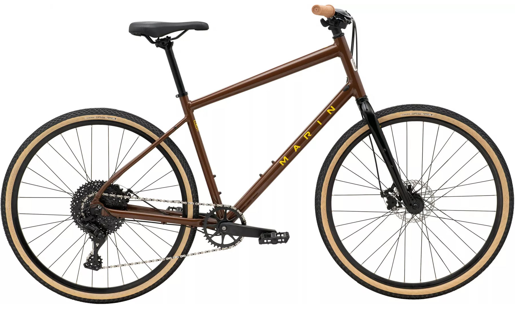 Фотографія Велосипед Marin Kentfield 2 28" рама XL 2024 Gloss Brown/Black/Yellow