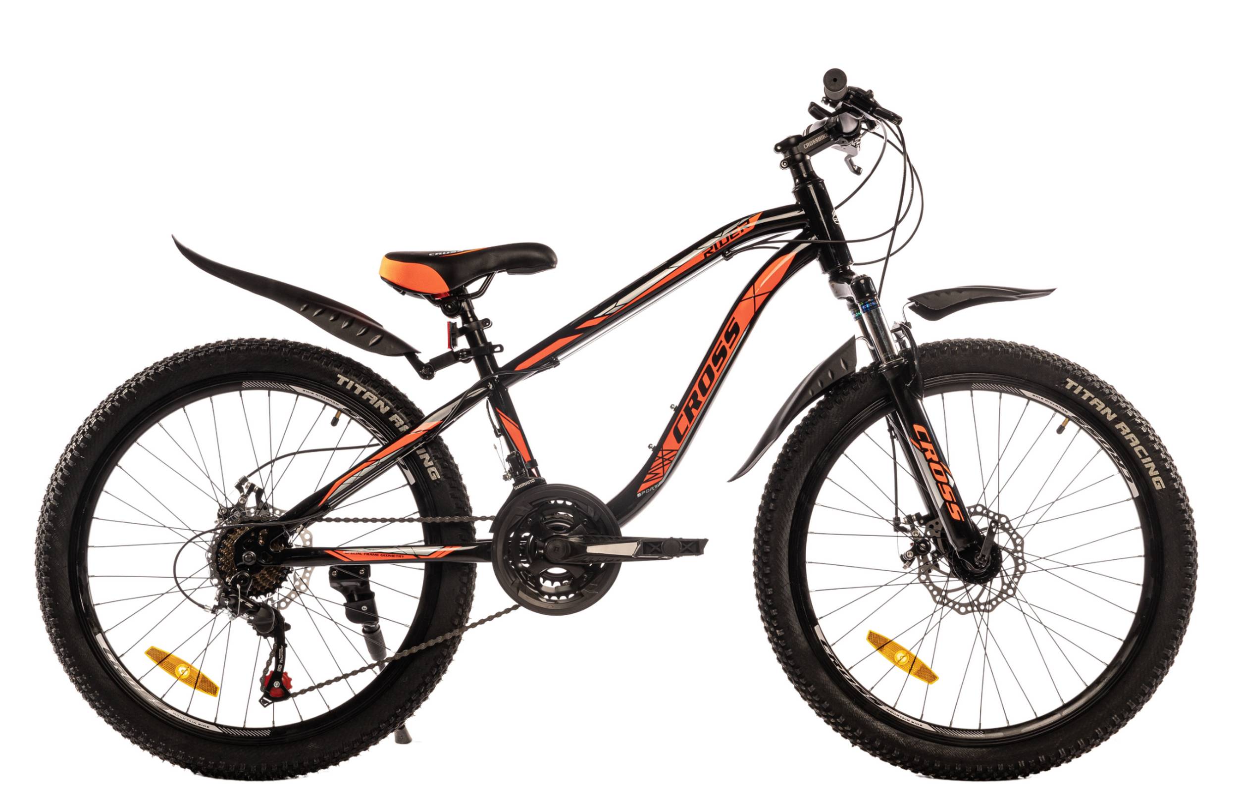 Фотографія Велосипед Cross RIDER 24" розмір XXS рама 12 2022 Чорний-Помаранчевий 