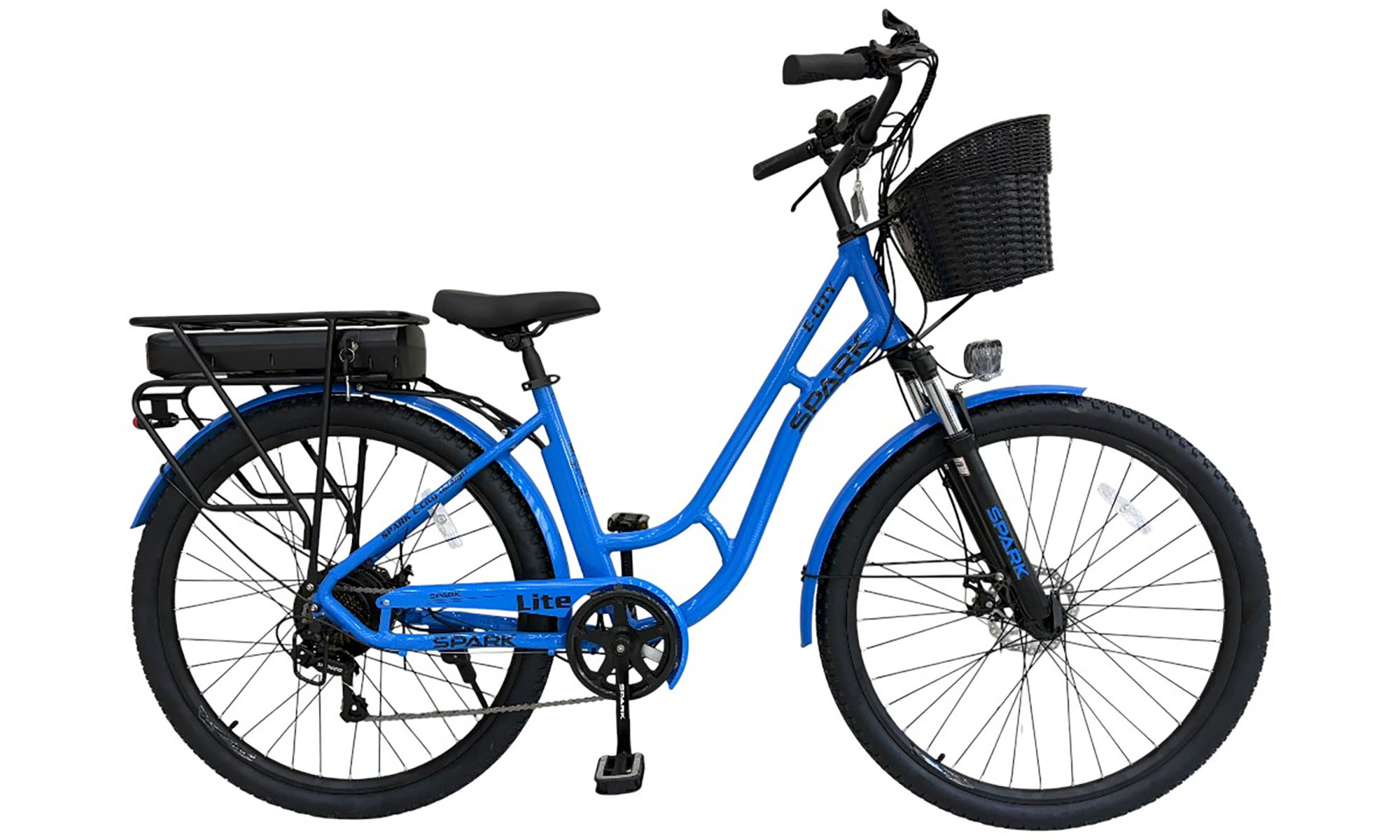 Велосипед с электромотором SPARK E-CITY LITE 28", размер M, рама 18", 48V/500W/12,8Ah, год 2026, синий