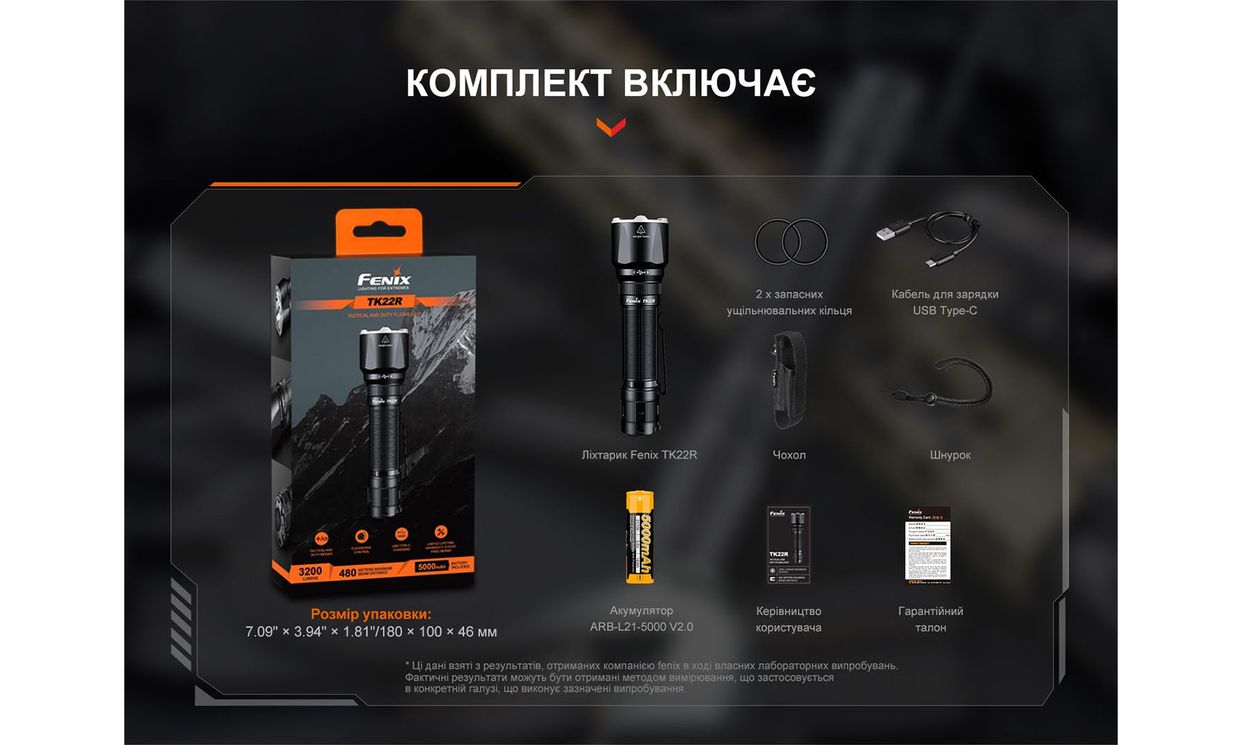 Фонарь ручной Fenix TK22R черный 2 Фонарь ручной Fenix TK22R черный 2