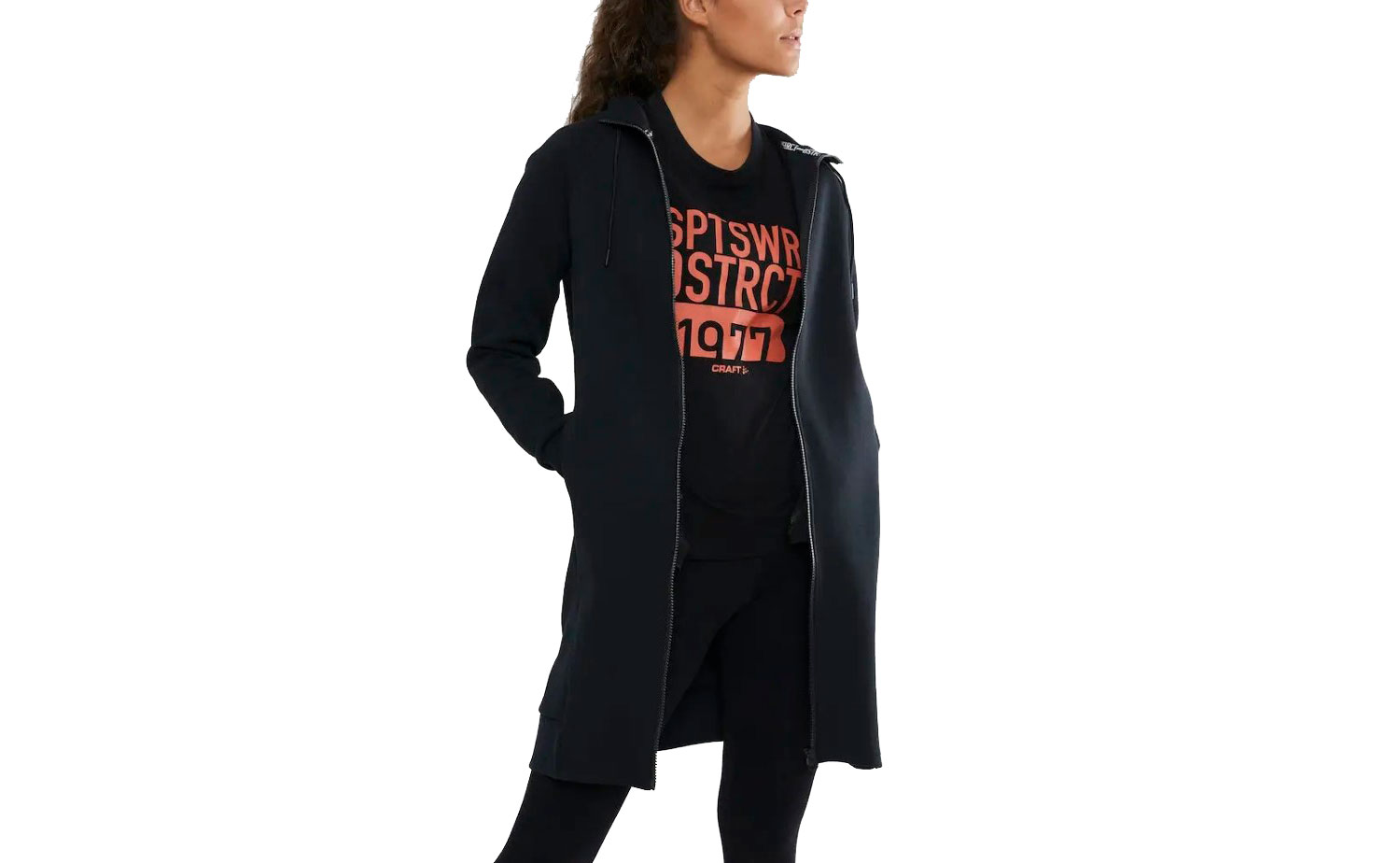 Кофта Craft District Long Hoodie женская, размер XS, сезон SS 19, черный 3