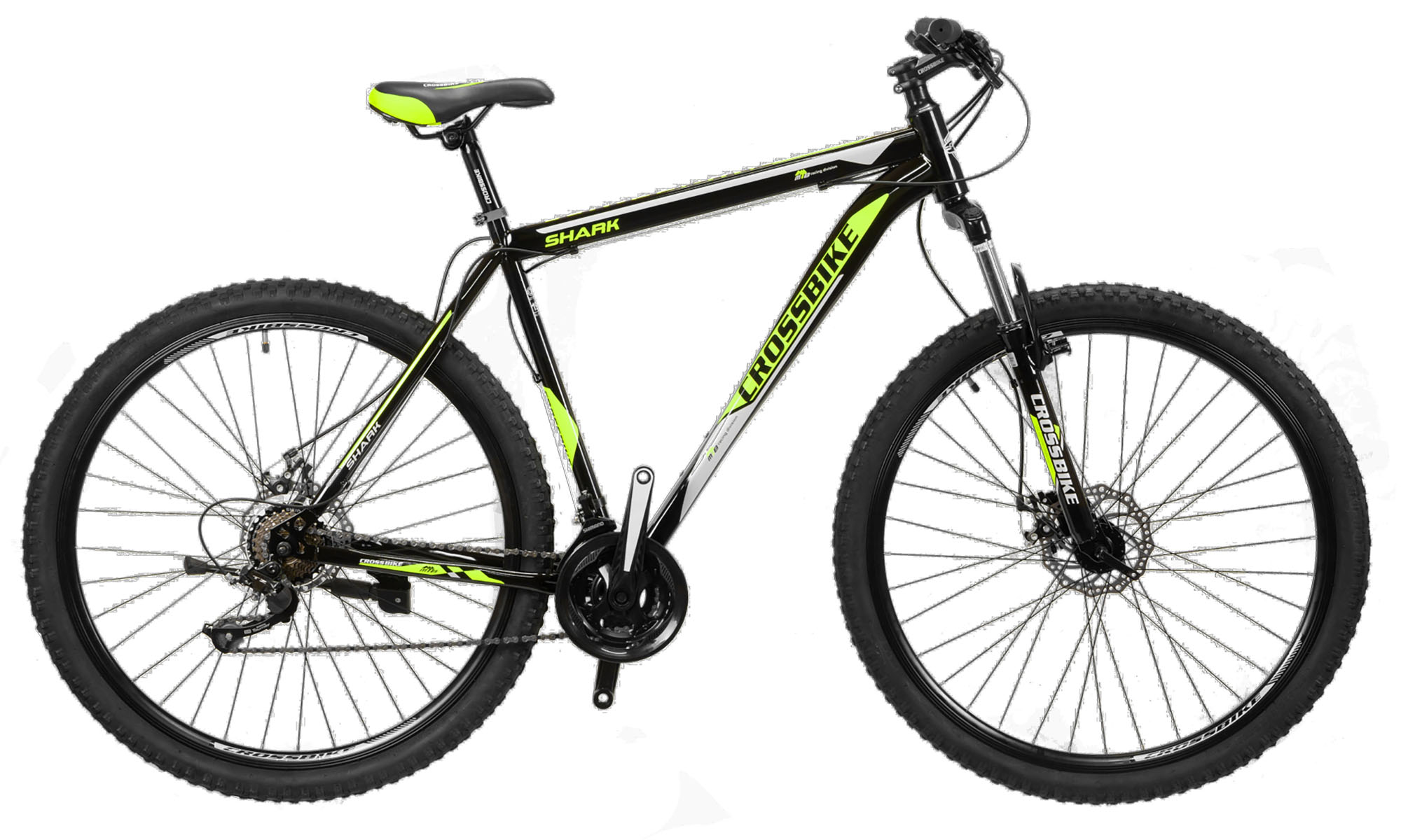 CrossBike Shark 26 Велосипед, розмір L, Frame 19.5 ", 2021, чорно-ново-жовтий-білий 