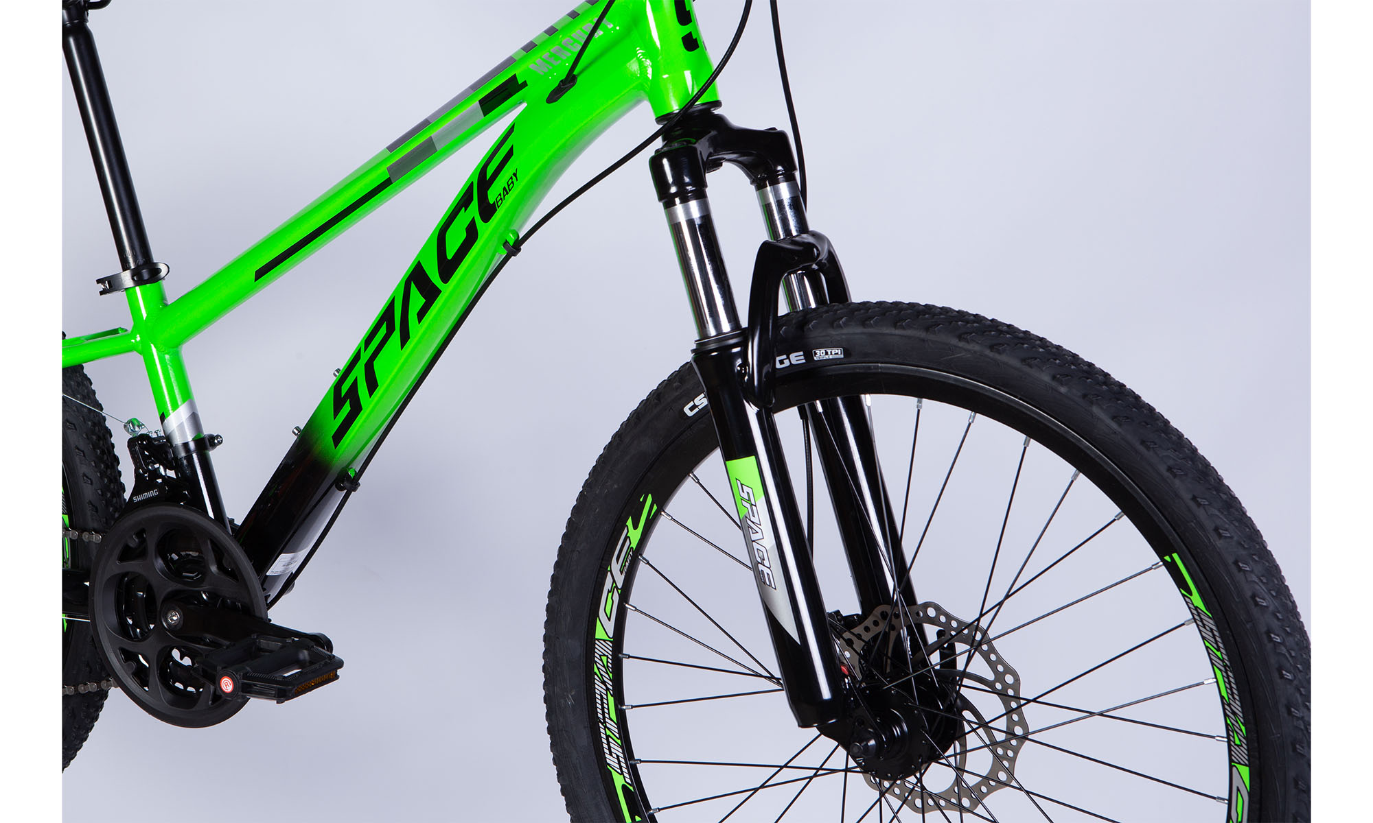 Велосипед SPACE MERCURY DD FR, 24", размер XXS, рама 11", 2025, зелено-черный 4 Велосипед SPACE MERCURY DD FR, 24", размер XXS, рама 11", 2025, зелено-черный 4