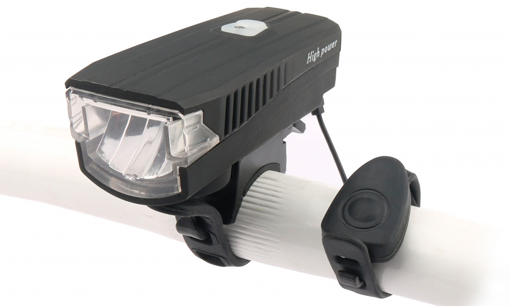 Фотографія Ліхтар передній BC-FL1588 350 лм LED живлення Li-on 1200 мАг з ел дзвінком USB, чорний 4