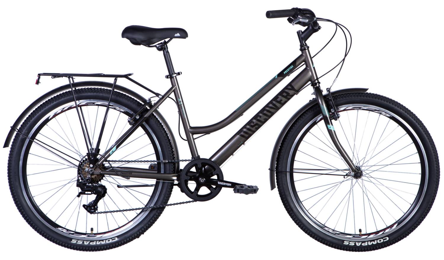 Фотография Велосипед Discovery PRESTIGE WOMAN 26" размер М рама 17 2024 Серый