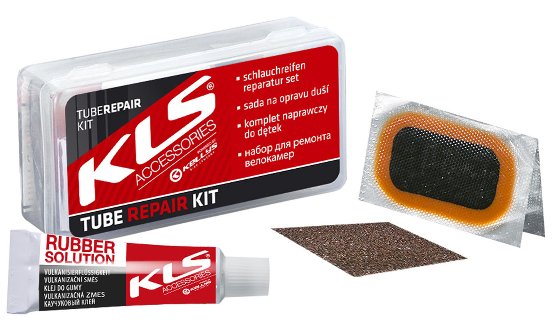 Фотографія Набір для заклеювання камери KLS Repair kit клей/латки/наждак/пластиковий бокс