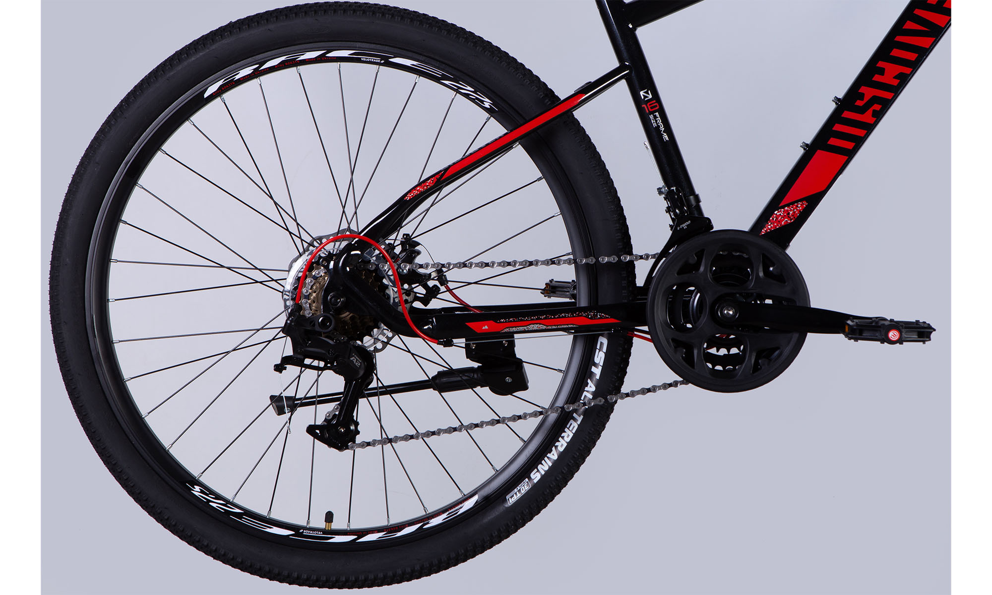 Велосипед Discovery TREK DD FR 27.5", размер S, рама 16", год 2025, черно-красный 2