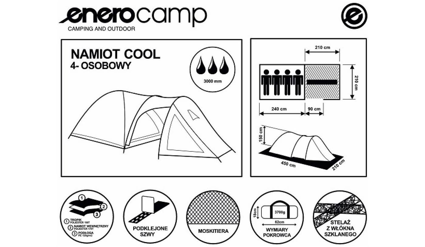 Намет Enero Cool для 4 чоловік, синій із сірим 5
