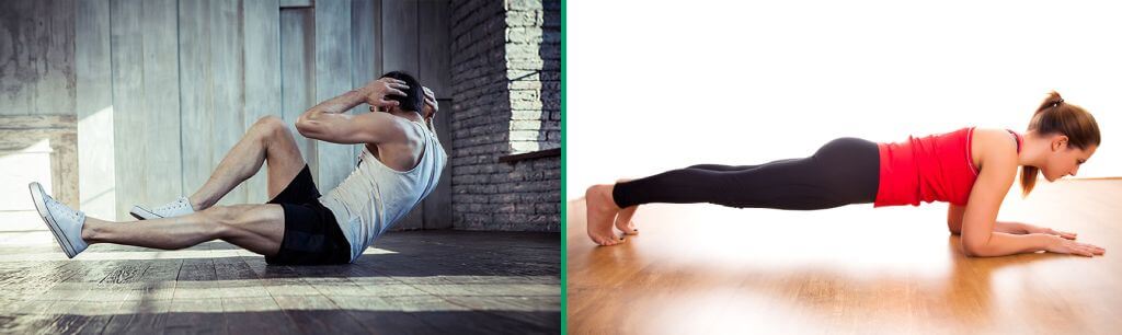 Упражнения велосипед и планка