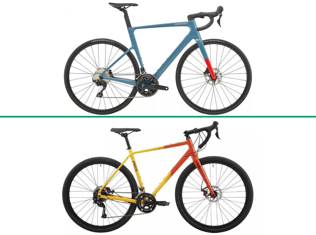 Карбоновый и алюминиевый велосипеды